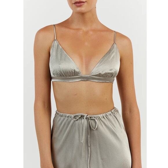 DISSH Tops - $70 NWT DISSH Bobby Pewter Silver Satin Bralette - 6
